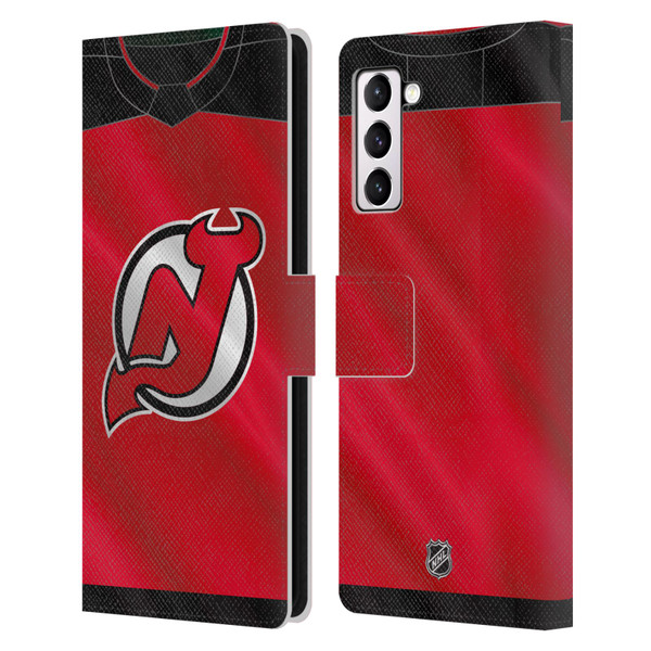 NHL New Jersey Devils Jersey Leather Book Wallet Case Cover For Samsung Galaxy S21+ 5G