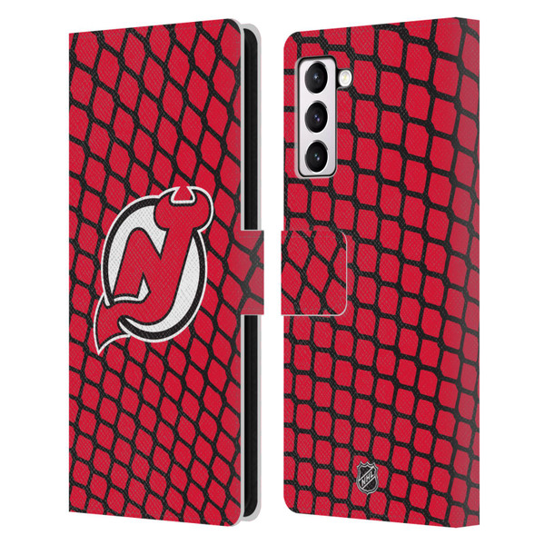 NHL New Jersey Devils Net Pattern Leather Book Wallet Case Cover For Samsung Galaxy S21+ 5G