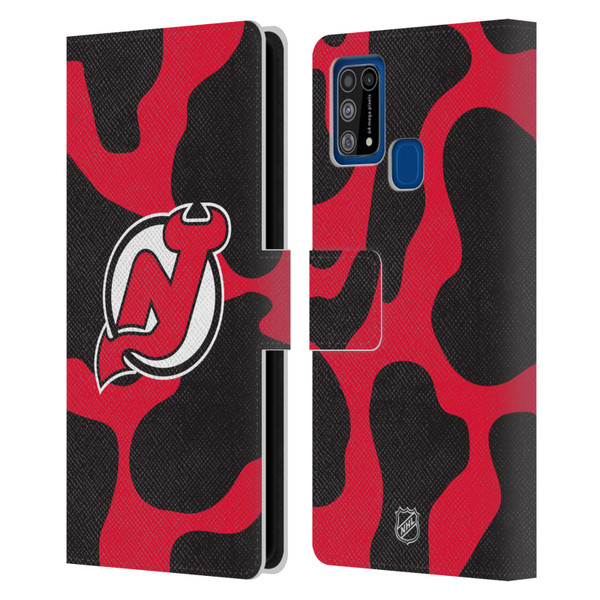 NHL New Jersey Devils Cow Pattern Leather Book Wallet Case Cover For Samsung Galaxy M31 (2020)
