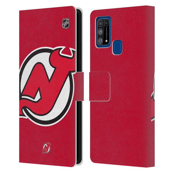 NHL New Jersey Devils Oversized Leather Book Wallet Case Cover For Samsung Galaxy M31 (2020)