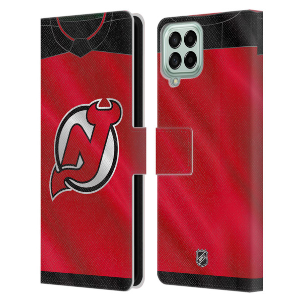 NHL New Jersey Devils Jersey Leather Book Wallet Case Cover For Samsung Galaxy M33 (2022)