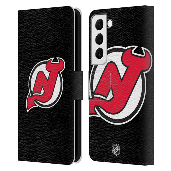 NHL New Jersey Devils Plain Leather Book Wallet Case Cover For Samsung Galaxy S22 5G