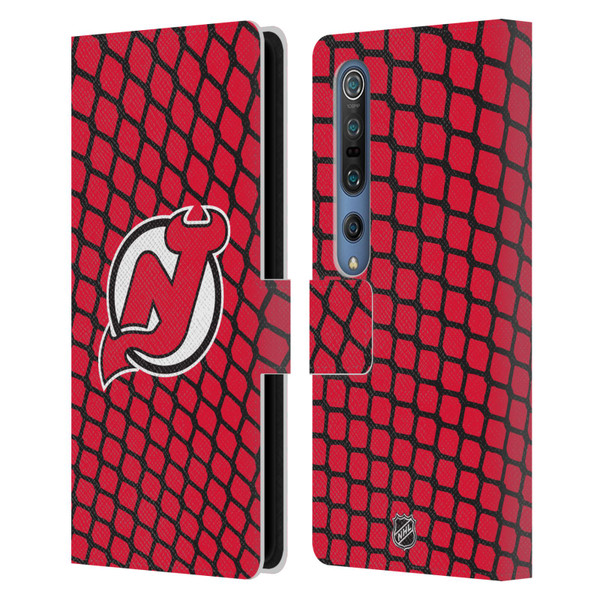 NHL New Jersey Devils Net Pattern Leather Book Wallet Case Cover For Xiaomi Mi 10 5G / Mi 10 Pro 5G