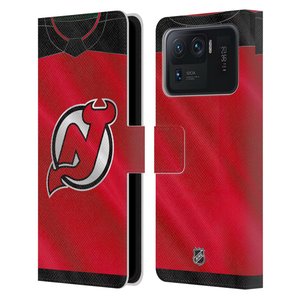 NHL New Jersey Devils Jersey Leather Book Wallet Case Cover For Xiaomi Mi 11 Ultra