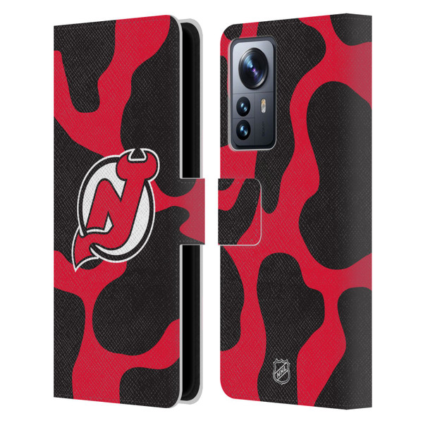 NHL New Jersey Devils Cow Pattern Leather Book Wallet Case Cover For Xiaomi 12 Pro