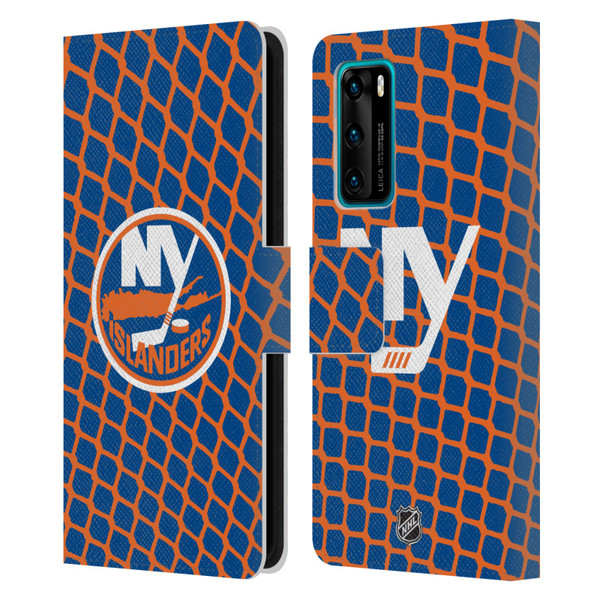 NHL New York Islanders Net Pattern Leather Book Wallet Case Cover For Huawei P40 5G