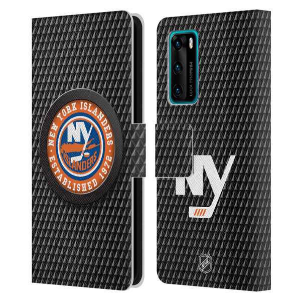 NHL New York Islanders Puck Texture Leather Book Wallet Case Cover For Huawei P40 5G