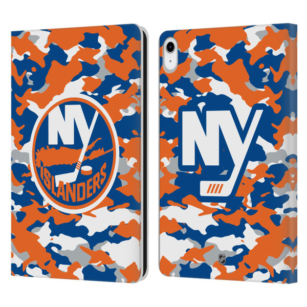 NHL New York Islanders Camouflage Leather Book Wallet Case Cover For Apple iPad 10.9 (2022)