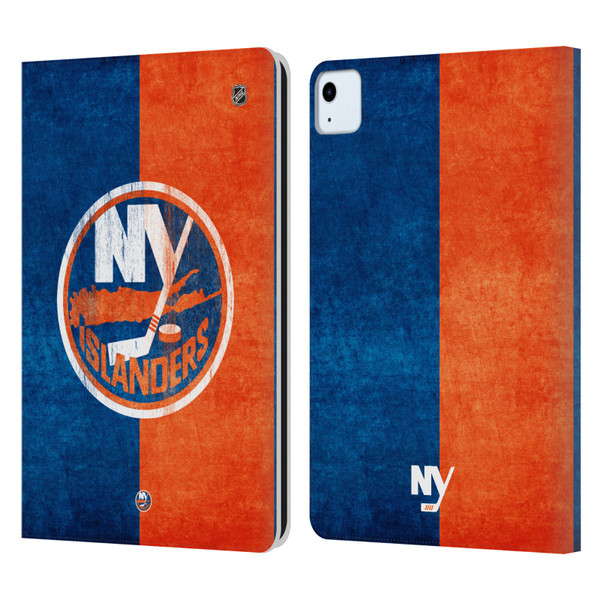 NHL New York Islanders Half Distressed Leather Book Wallet Case Cover For Apple iPad Air 11 2020/2022/2024