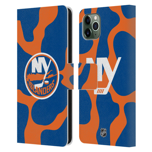 NHL New York Islanders Cow Pattern Leather Book Wallet Case Cover For Apple iPhone 11 Pro Max