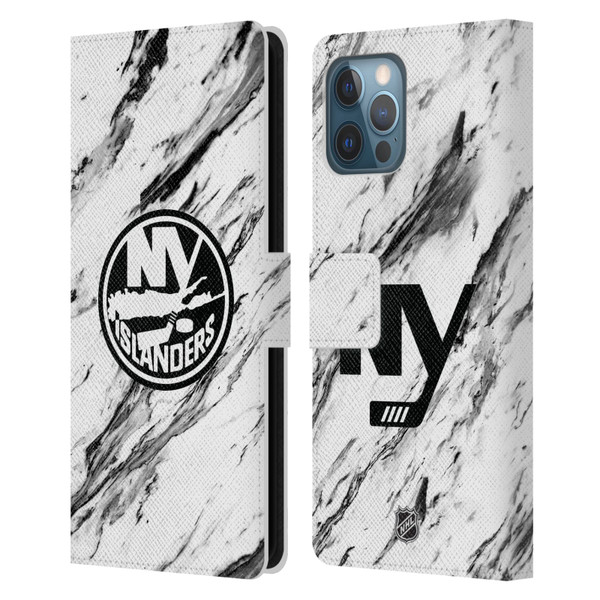 NHL New York Islanders Marble Leather Book Wallet Case Cover For Apple iPhone 12 Pro Max