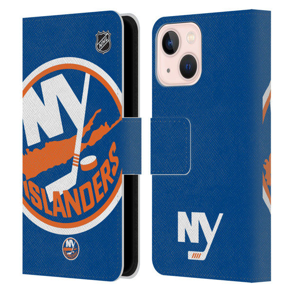 NHL New York Islanders Oversized Leather Book Wallet Case Cover For Apple iPhone 13 Mini