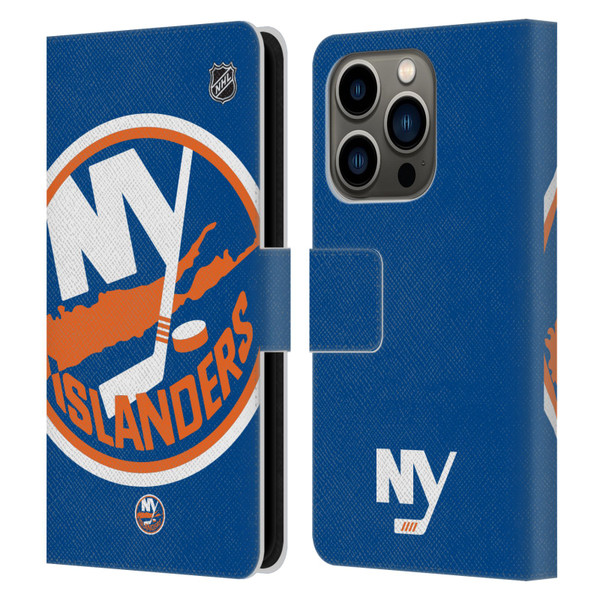 NHL New York Islanders Oversized Leather Book Wallet Case Cover For Apple iPhone 14 Pro