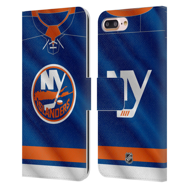 NHL New York Islanders Jersey Leather Book Wallet Case Cover For Apple iPhone 7 Plus / iPhone 8 Plus