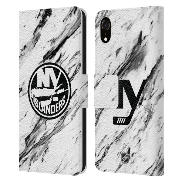 NHL New York Islanders Marble Leather Book Wallet Case Cover For Apple iPhone XR