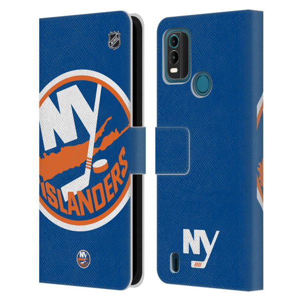 NHL New York Islanders Oversized Leather Book Wallet Case Cover For Nokia G11 Plus