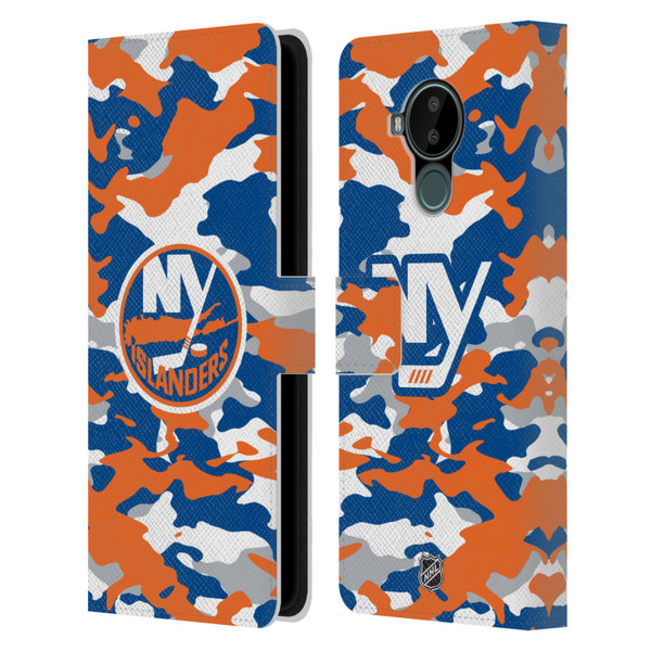 NHL New York Islanders Camouflage Leather Book Wallet Case Cover For Nokia C30
