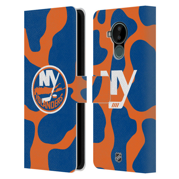 NHL New York Islanders Cow Pattern Leather Book Wallet Case Cover For Nokia C30