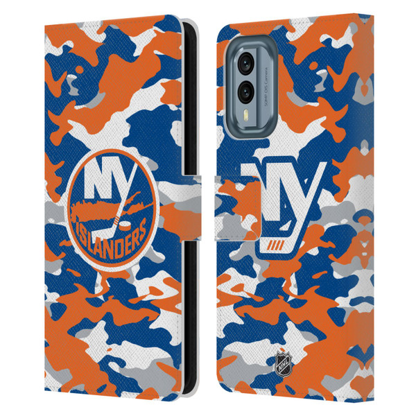 NHL New York Islanders Camouflage Leather Book Wallet Case Cover For Nokia X30
