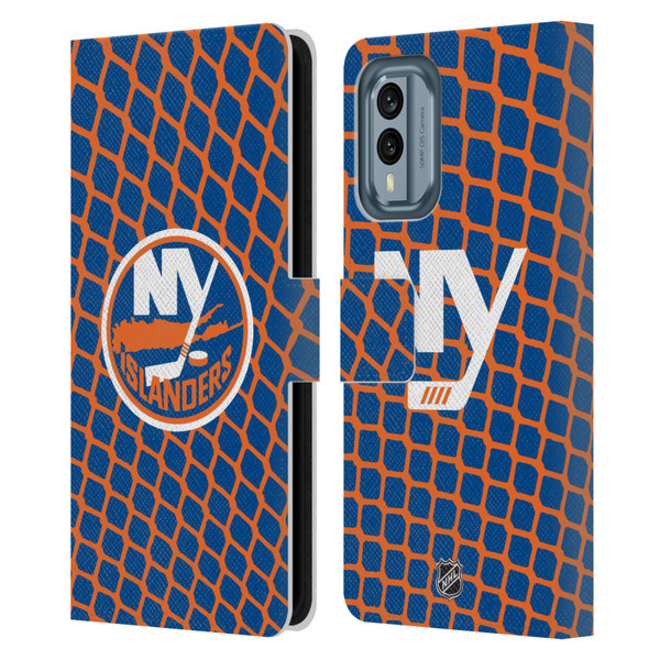 NHL New York Islanders Net Pattern Leather Book Wallet Case Cover For Nokia X30