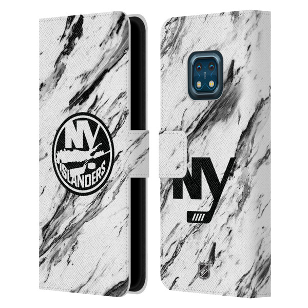 NHL New York Islanders Marble Leather Book Wallet Case Cover For Nokia XR20