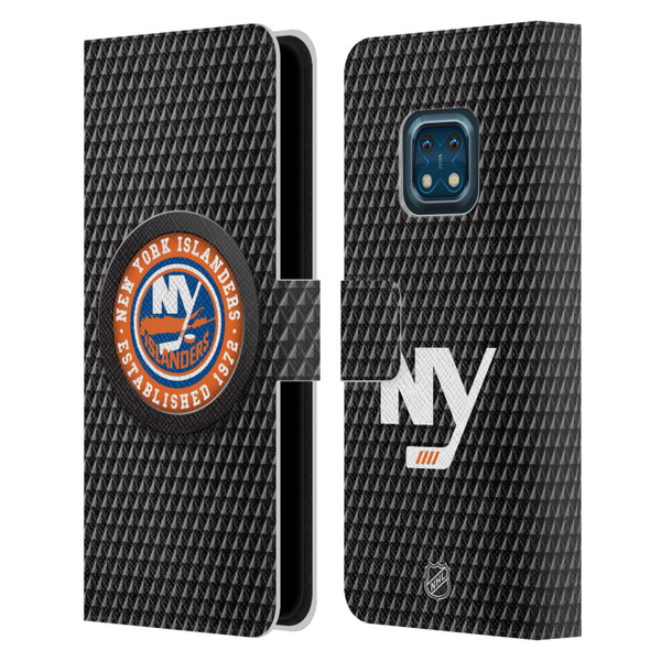 NHL New York Islanders Puck Texture Leather Book Wallet Case Cover For Nokia XR20