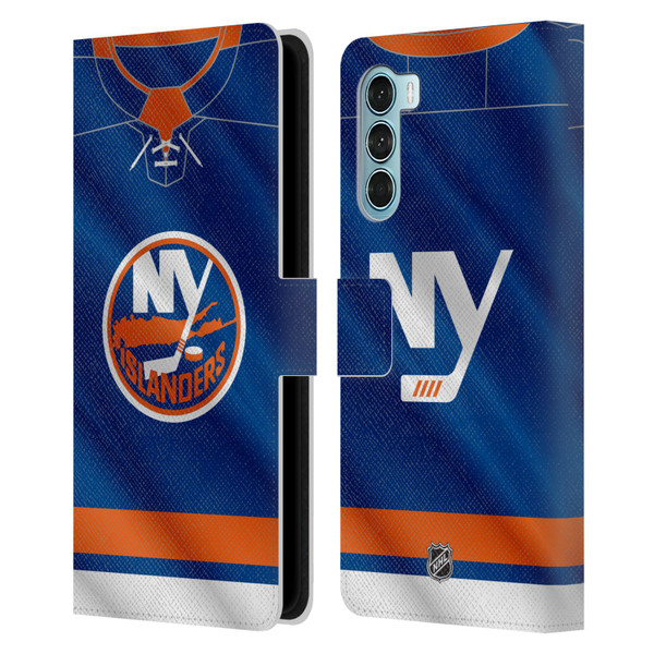 NHL New York Islanders Jersey Leather Book Wallet Case Cover For Motorola Edge S30 / Moto G200 5G