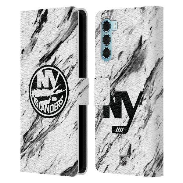 NHL New York Islanders Marble Leather Book Wallet Case Cover For Motorola Edge S30 / Moto G200 5G