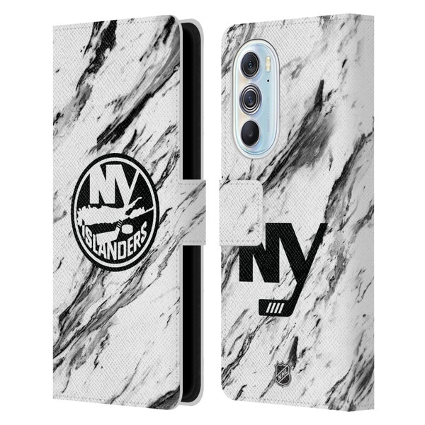 NHL New York Islanders Marble Leather Book Wallet Case Cover For Motorola Edge X30
