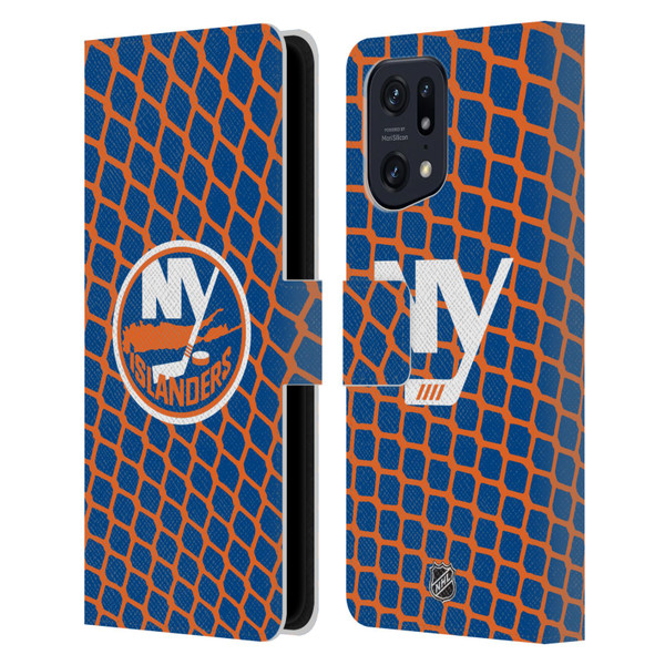 NHL New York Islanders Net Pattern Leather Book Wallet Case Cover For OPPO Find X5
