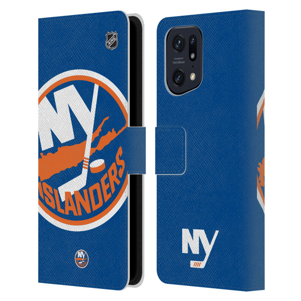 NHL New York Islanders Oversized Leather Book Wallet Case Cover For OPPO Find X5