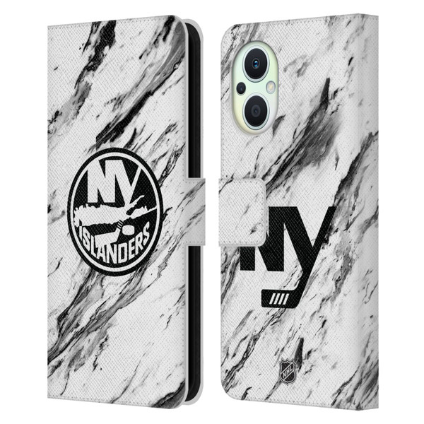 NHL New York Islanders Marble Leather Book Wallet Case Cover For OPPO Reno8 Lite