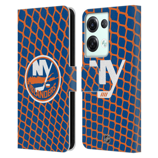 NHL New York Islanders Net Pattern Leather Book Wallet Case Cover For OPPO Reno8 Pro