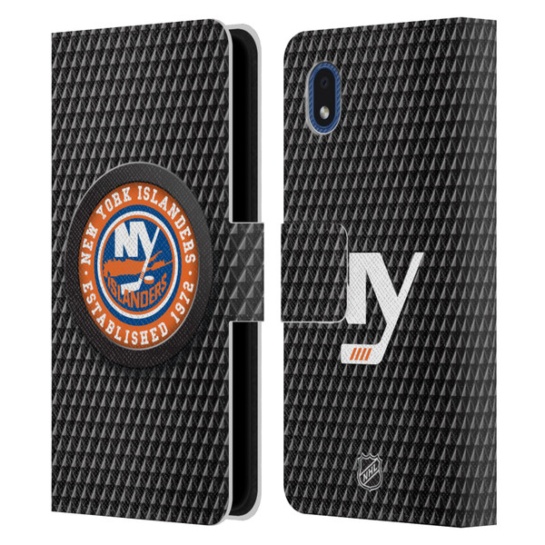 NHL New York Islanders Puck Texture Leather Book Wallet Case Cover For Samsung Galaxy A01 Core (2020)