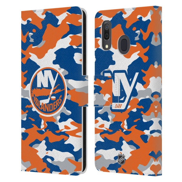 NHL New York Islanders Camouflage Leather Book Wallet Case Cover For Samsung Galaxy A33 5G (2022)