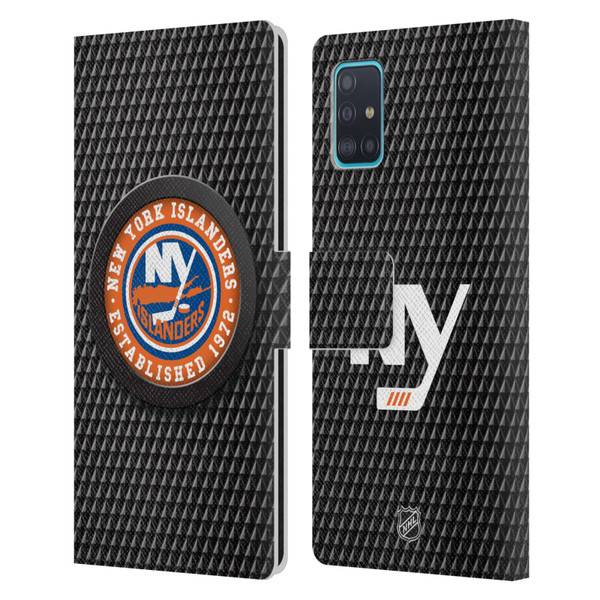 NHL New York Islanders Puck Texture Leather Book Wallet Case Cover For Samsung Galaxy A51 (2019)