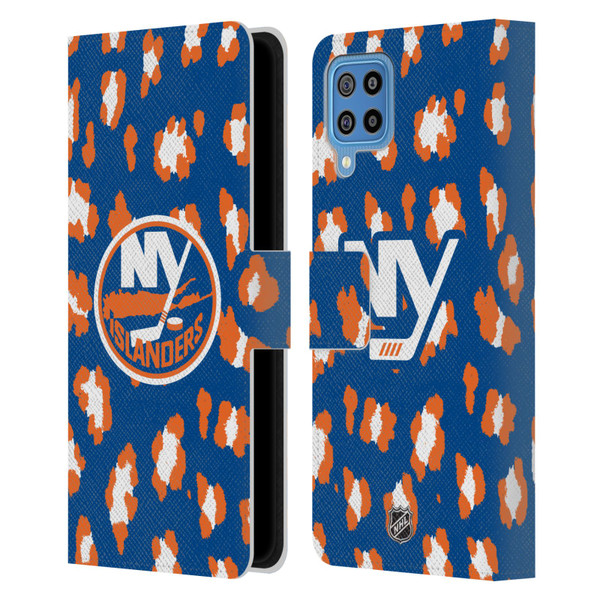 NHL New York Islanders Leopard Patten Leather Book Wallet Case Cover For Samsung Galaxy F22 (2021)