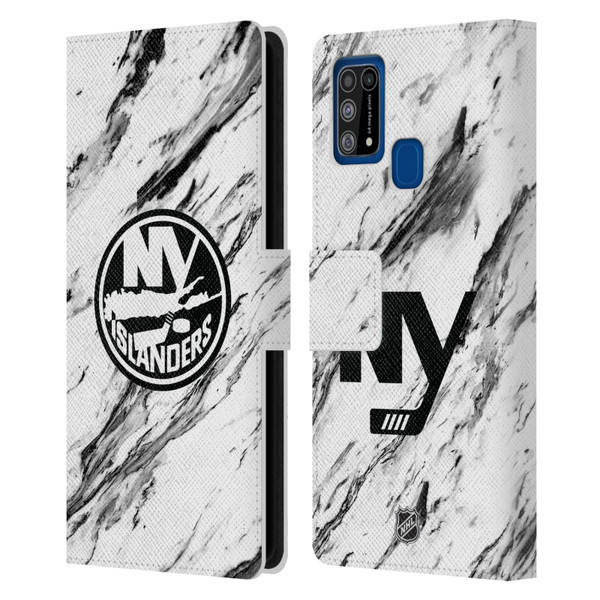 NHL New York Islanders Marble Leather Book Wallet Case Cover For Samsung Galaxy M31 (2020)