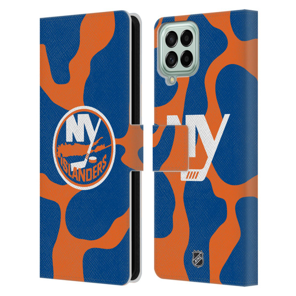 NHL New York Islanders Cow Pattern Leather Book Wallet Case Cover For Samsung Galaxy M53 (2022)