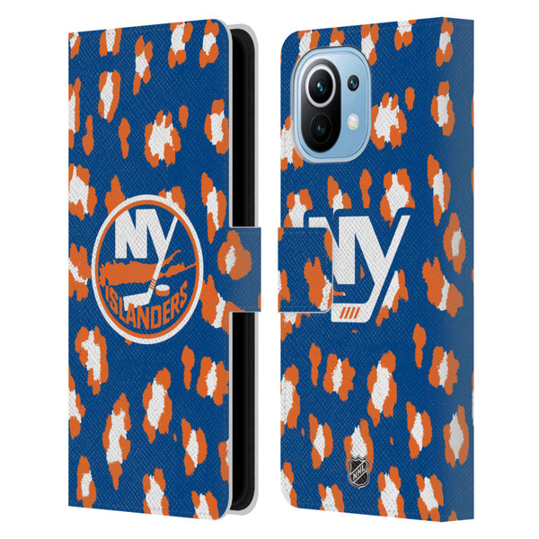 NHL New York Islanders Leopard Patten Leather Book Wallet Case Cover For Xiaomi Mi 11