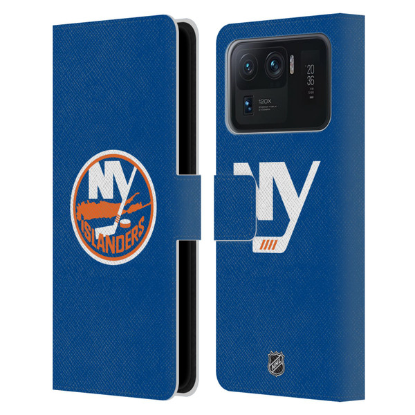 NHL New York Islanders Plain Leather Book Wallet Case Cover For Xiaomi Mi 11 Ultra
