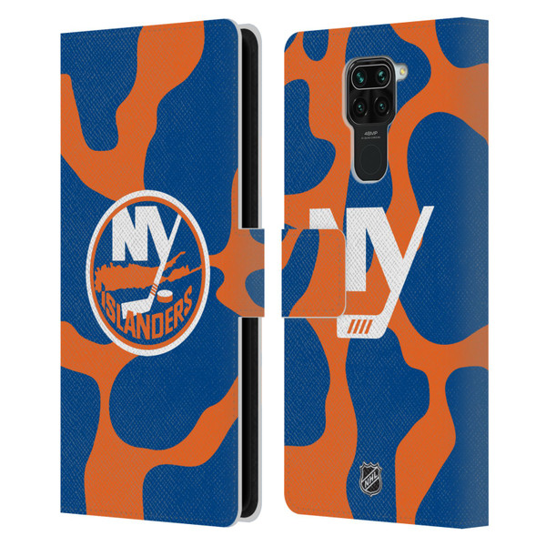 NHL New York Islanders Cow Pattern Leather Book Wallet Case Cover For Xiaomi Redmi Note 9 / Redmi 10X 4G