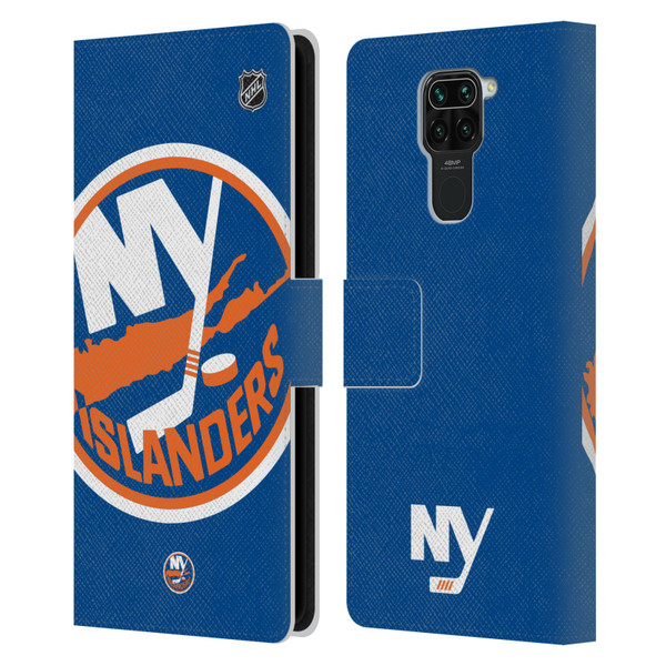 NHL New York Islanders Oversized Leather Book Wallet Case Cover For Xiaomi Redmi Note 9 / Redmi 10X 4G