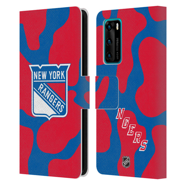 NHL New York Rangers Cow Pattern Leather Book Wallet Case Cover For Huawei P40 5G