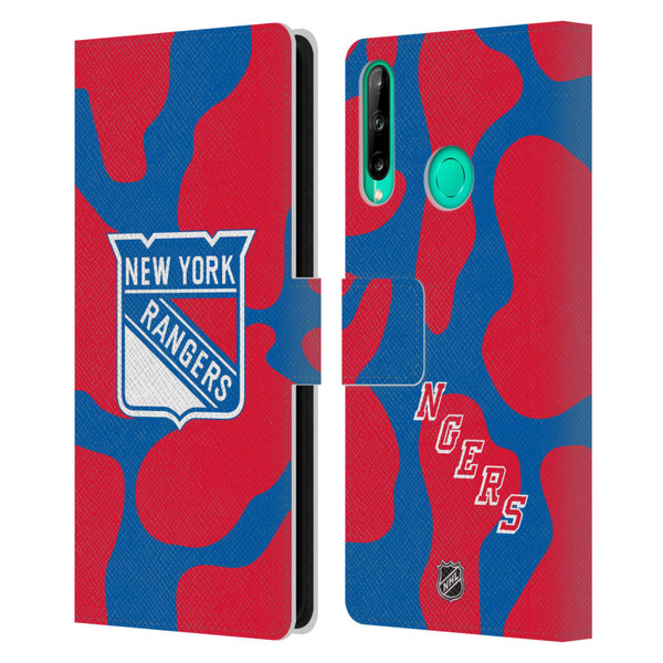 NHL New York Rangers Cow Pattern Leather Book Wallet Case Cover For Huawei P40 lite E