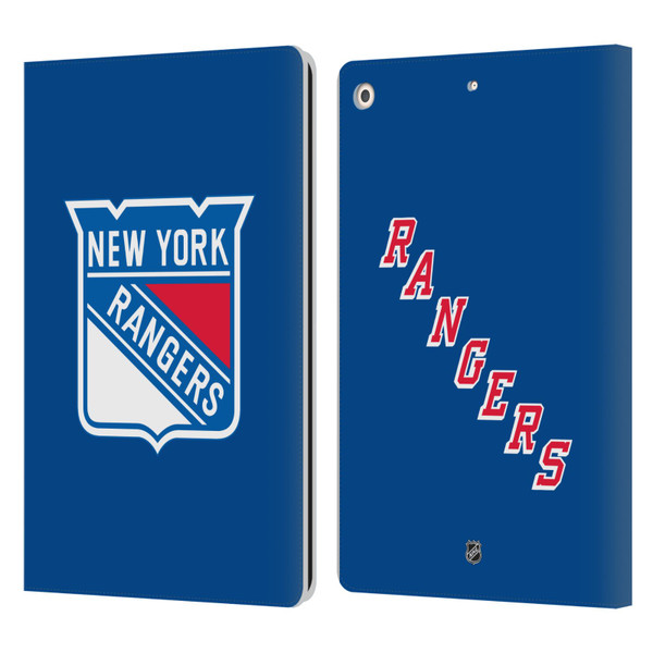 NHL New York Rangers Plain Leather Book Wallet Case Cover For Apple iPad 10.2 2019/2020/2021