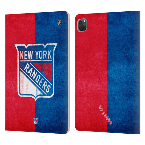 NHL New York Rangers Half Distressed Leather Book Wallet Case Cover For Apple iPad Pro 11 2020 / 2021 / 2022