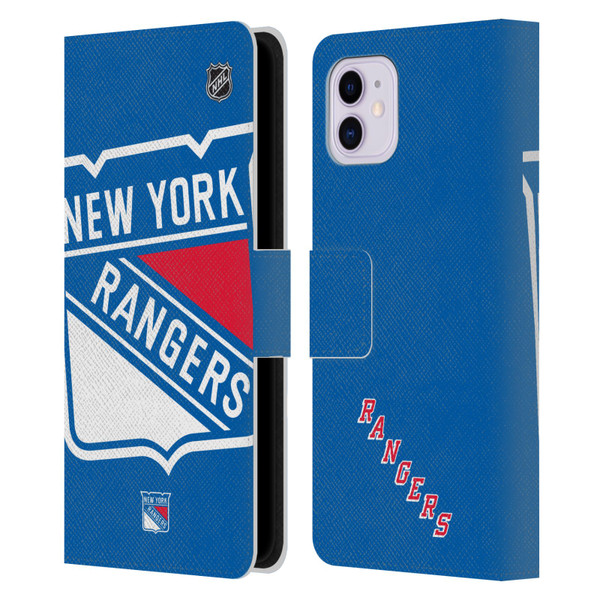 NHL New York Rangers Oversized Leather Book Wallet Case Cover For Apple iPhone 11