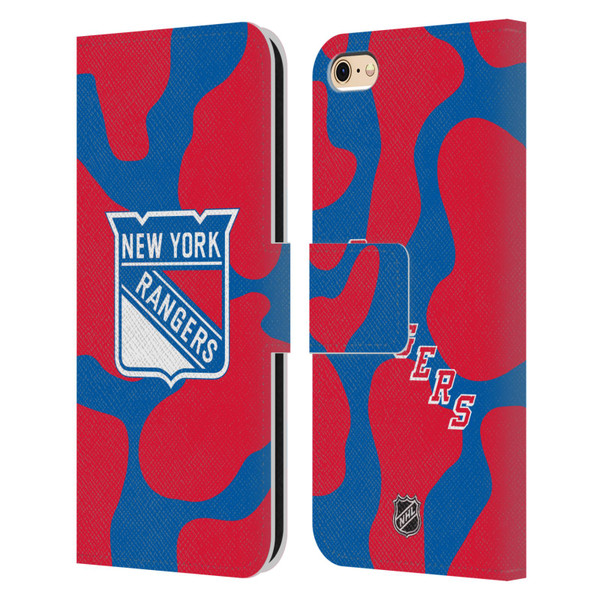 NHL New York Rangers Cow Pattern Leather Book Wallet Case Cover For Apple iPhone 6 / iPhone 6s