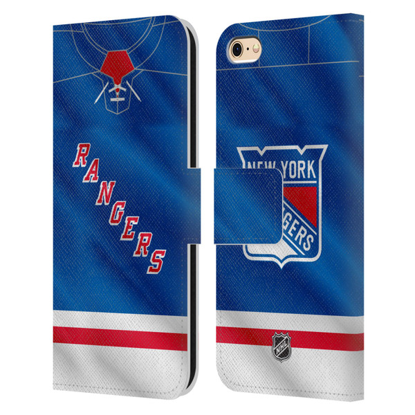 NHL New York Rangers Jersey Leather Book Wallet Case Cover For Apple iPhone 6 / iPhone 6s